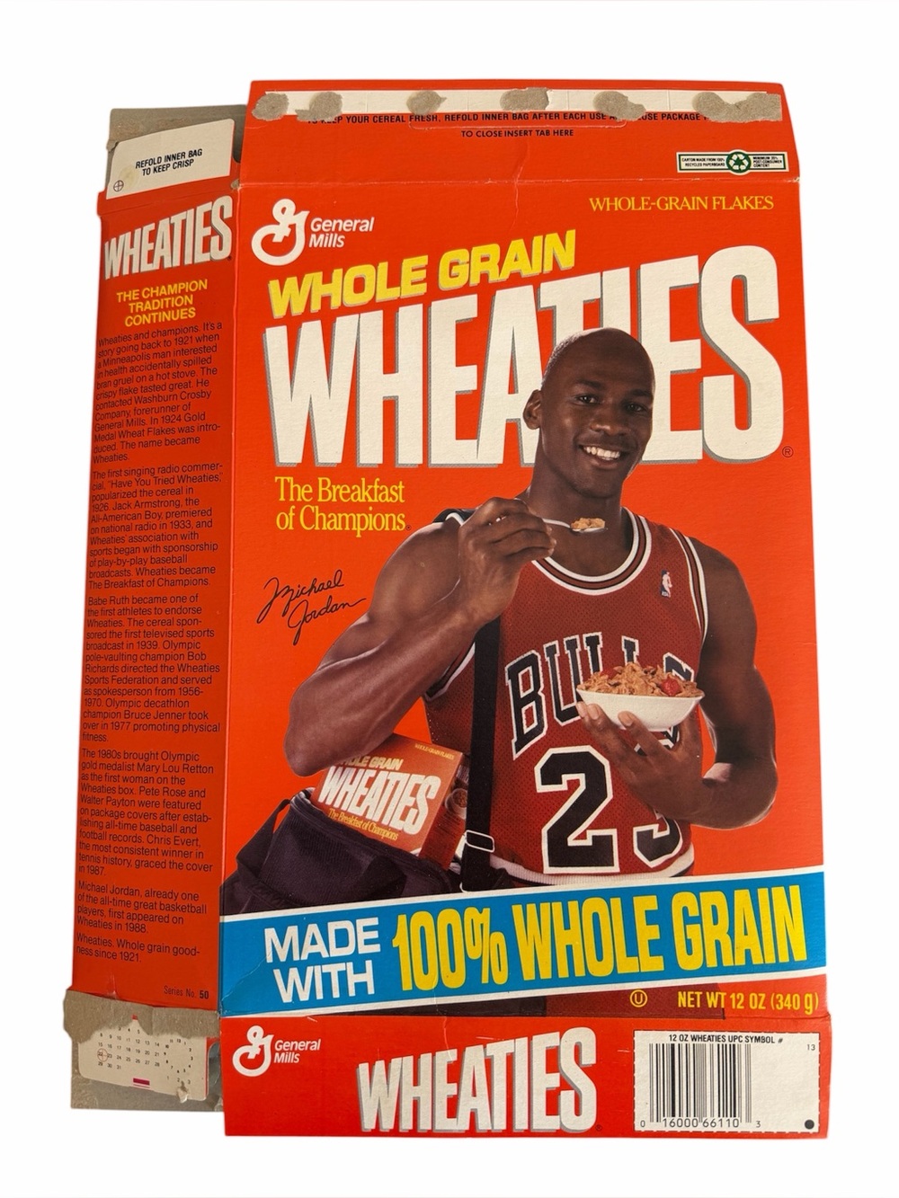 General Mills Wheaties Michael Jordan Flattened Cereal Box Chicago Bulls 1992